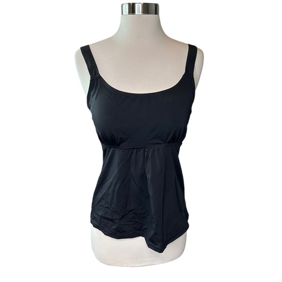 Fullfitall Tankini Swim Top Womens Swimsuit Built in Bra Stretch Black 10 NWT - Picture 1 of 12